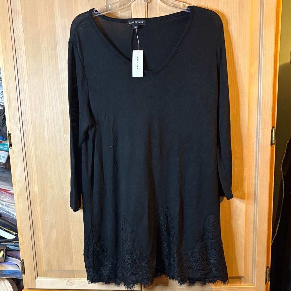Lane Bryant Classic Black Top with lace accent bottom